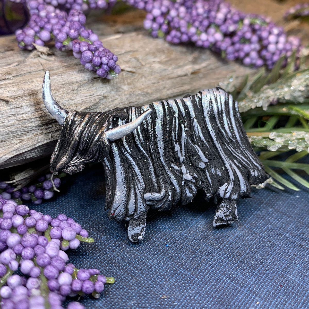 Shaggy Highland Cow Brooch - Handmade in Scotland — view 9