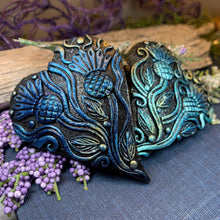 Load image into Gallery viewer, Thistle Brooch, Scotland Jewelry, Celtic Brooch, Scarf Pin, Coat Pin, Flower Jewelry, Nature Jewelry, Scottish Gift, Wiccan Jewelry