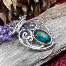 Load image into Gallery viewer, Luckenbooth Brooch, Scotland Pin, Celtic Jewelry, Heathergem Brooch, Bridal Pin, Anniversary Gift, Outlander Gift, Heart Brooch, Bride Gift
