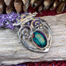 Load image into Gallery viewer, Luckenbooth Brooch, Scotland Pin, Celtic Jewelry, Heathergem Brooch, Bridal Pin, Anniversary Gift, Outlander Gift, Heart Brooch, Bride Gift