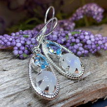 Load image into Gallery viewer, Moonstone Earrings, Celtic Jewelry, Moonstone Jewelry, Topaz Jewelry, Moon Pendant, Anniversary Gift, Celestial Jewelry, Graduation Gift