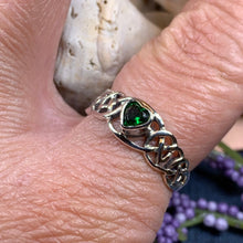 Load image into Gallery viewer, Celtic Knot Ring, Celtic Heart Ring, Promise Ring, Ireland Gift, Emerald Ring, Irish Ring, Anniversary Gift, Boho Ring, Wife Gift, Mom Gift
