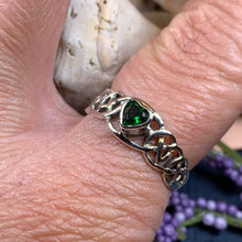 Load image into Gallery viewer, Celtic Knot Ring, Celtic Heart Ring, Promise Ring, Ireland Gift, Emerald Ring, Irish Ring, Anniversary Gift, Boho Ring, Wife Gift, Mom Gift