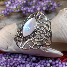 Load image into Gallery viewer, Celtic Knot Ring, Celtic Ring, Boho Statement Ring, Seashell Ring, Irish Ring, Anniversary Gift, Promise Ring, Wife Gift, Mom Gift, Silver