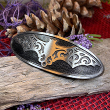 Load image into Gallery viewer, Gothic Bat Hair Clip, Celtic Barrette, Pewter Hair Slide, Victorian Clip, Friendship Gift, Celtic Hair Slide, Norse Jewelry, Animal Barrette