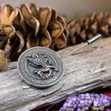 Load image into Gallery viewer, Dragon Stick Pin, Welsh Jewelry, Celtic Stick Pin, Bride Pin, Wales Lapel Pin, Groom Gift, Pewter Gift, Wedding Jewelry, Tie Tac Pin
