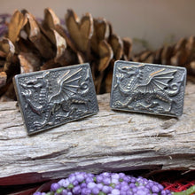 Load image into Gallery viewer, Welsh Dragon Cuff Links, Dragon Jewelry, Animal Jewelry, Wales Jewelry, Celtic Jewelry, Welsh Groom Gift, Best Man Gift, Anniversary Gift