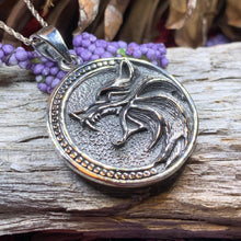 Load image into Gallery viewer, Wolf Necklace, Celtic Jewelry, Norse Jewelry, Pagan Jewelry, Viking Jewelry, Animal Jewelry, Lone Wolf Gift, Direwolf Jewelry, Dad Gift