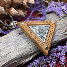 Load image into Gallery viewer, Triple Spiral Necklace, Celtic Necklace, Irish Jewelry, Norse Jewelry, Scotland Jewelry, Anniversary Gift, Boho Jewelry, Mom Gift, Wife Gift