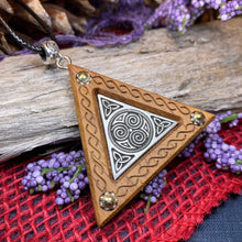 Load image into Gallery viewer, Triple Spiral Necklace, Celtic Necklace, Irish Jewelry, Norse Jewelry, Scotland Jewelry, Anniversary Gift, Boho Jewelry, Mom Gift, Wife Gift