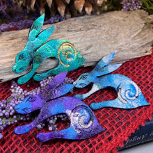 Load image into Gallery viewer, Rabbit Brooch, Hare Lover Gift, Scotland Jewelry, Hare Pin, Scarf Pin, Celtic Pin, Rabbit Jewelry, Celtic Spiral, Sister Gift, Wife Gift