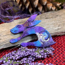 Load image into Gallery viewer, Rabbit Brooch, Hare Lover Gift, Scotland Jewelry, Hare Pin, Scarf Pin, Celtic Pin, Rabbit Jewelry, Celtic Spiral, Sister Gift, Wife Gift