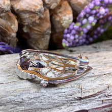 Load image into Gallery viewer, Thistle Brooch, Scotland Jewelry, Outlander Jewelry, Bridal Brooch, Thistle Jewelry, Scottish Jewelry, Celtic Brooch, Amethyst Silver Pin