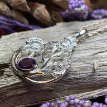 Load image into Gallery viewer, Thistle Necklace, Celtic Jewelry, Scotland Jewelry, Wife Gift, Celtic Knot Jewelry, Outlander Jewelry, Anniversary Gift, Scottish Necklace