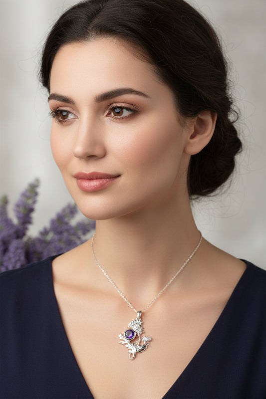 Thistle Necklace, Celtic Jewelry, Scotland Jewelry, Wife Gift, Celtic Knot Jewelry, Outlander Jewelry, Anniversary Gift, Scottish Necklace