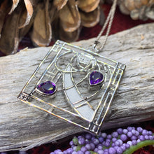 Load image into Gallery viewer, Mackintosh Necklace, Scottish Jewelry, Amethyst Pendant, Celtic Jewelry, Art Deco Pendant, Anniversary Gift, Scotland Necklace, Wife Gift