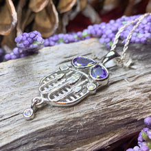 Load image into Gallery viewer, Mackintosh Necklace, Scottish Jewelry, Amethyst Pendant, Celtic Jewelry, Art Deco Pendant, Anniversary Gift, Scotland Necklace, Wife Gift