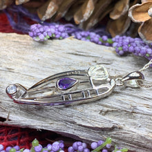 Load image into Gallery viewer, Mackintosh Necklace, Scottish Jewelry, Amethyst Pendant, Celtic Jewelry, Art Deco Pendant, Anniversary Gift, Scotland Necklace, Wife Gift