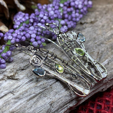 Load image into Gallery viewer, Mackintosh Earrings, Scotland Jewelry, Scottish Jewelry, Art Deco Jewelry, Anniversary Gift, Flower Earrings, Nature Jewelry, Peridot Gift
