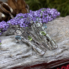 Load image into Gallery viewer, Mackintosh Earrings, Scotland Jewelry, Scottish Jewelry, Art Deco Jewelry, Anniversary Gift, Flower Earrings, Nature Jewelry, Peridot Gift