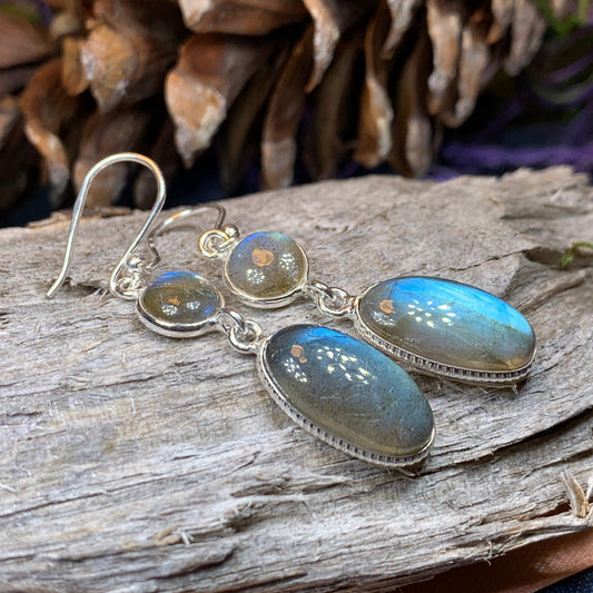 Labradorite Earrings, Dangle Earrings, Blue Labradorite Jewelry, Boho Jewelry, Mom Gift, Ireland Jewelry, Scotland Jewelry, Gift for Her