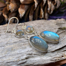 Load image into Gallery viewer, Labradorite Earrings, Dangle Earrings, Blue Labradorite Jewelry, Boho Jewelry, Mom Gift, Ireland Jewelry, Scotland Jewelry, Gift for Her