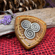 Load image into Gallery viewer, Triple Spiral Necklace, Celtic Necklace, Irish Jewelry, Norse Jewelry, Scotland Jewelry, Anniversary Gift, Boho Jewelry, Mom Gift, Wife Gift