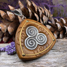 Load image into Gallery viewer, Triple Spiral Necklace, Celtic Necklace, Irish Jewelry, Norse Jewelry, Scotland Jewelry, Anniversary Gift, Boho Jewelry, Mom Gift, Wife Gift