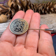 Load image into Gallery viewer, Dragon Stick Pin, Welsh Jewelry, Celtic Stick Pin, Bride Pin, Wales Lapel Pin, Groom Gift, Pewter Gift, Wedding Jewelry, Tie Tac Pin