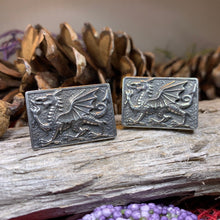 Load image into Gallery viewer, Welsh Dragon Cuff Links, Dragon Jewelry, Animal Jewelry, Wales Jewelry, Celtic Jewelry, Welsh Groom Gift, Best Man Gift, Anniversary Gift