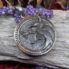 Load image into Gallery viewer, Wolf Necklace, Celtic Jewelry, Norse Jewelry, Pagan Jewelry, Viking Jewelry, Animal Jewelry, Lone Wolf Gift, Direwolf Jewelry, Dad Gift