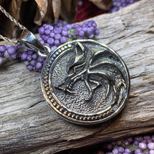 Load image into Gallery viewer, Wolf Necklace, Celtic Jewelry, Norse Jewelry, Pagan Jewelry, Viking Jewelry, Animal Jewelry, Lone Wolf Gift, Direwolf Jewelry, Dad Gift