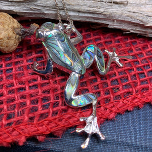 Frog Necklace, Tree Frog Jewelry, Nature Jewelry, Abalone Jewelry, Shell Jewelry, Animal Jewelry, Anniversary Gift, Mom Gift, Sister Gift