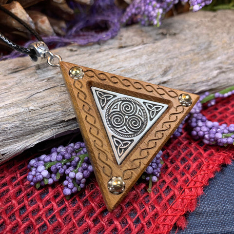 Load image into Gallery viewer, Triple Spiral Necklace, Celtic Necklace, Irish Jewelry, Norse Jewelry, Scotland Jewelry, Anniversary Gift, Boho Jewelry, Mom Gift, Wife Gift