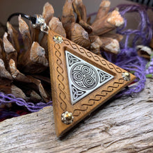 Load image into Gallery viewer, Triple Spiral Necklace, Celtic Necklace, Irish Jewelry, Norse Jewelry, Scotland Jewelry, Anniversary Gift, Boho Jewelry, Mom Gift, Wife Gift