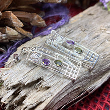 Load image into Gallery viewer, Mackintosh Earrings, Scotland Jewelry, Scottish Jewelry, Art Deco Jewelry, Anniversary Gift, Flower Earrings, Nature Jewelry, Peridot Gift