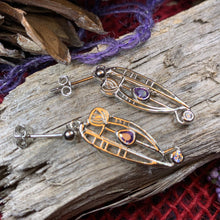 Load image into Gallery viewer, Mackintosh Earrings, Scotland Jewelry, Scottish Jewelry, Art Deco Jewelry, Anniversary Gift, Flower Earrings, Nature Jewelry, Peridot Gift