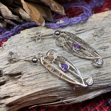 Load image into Gallery viewer, Mackintosh Earrings, Scotland Jewelry, Scottish Jewelry, Art Deco Jewelry, Anniversary Gift, Flower Earrings, Nature Jewelry, Peridot Gift