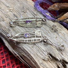 Load image into Gallery viewer, Mackintosh Earrings, Scotland Jewelry, Scottish Jewelry, Art Deco Jewelry, Anniversary Gift, Flower Earrings, Nature Jewelry, Peridot Gift