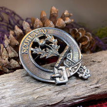 Load image into Gallery viewer, Thistle Brooch, Celtic Jewelry, Scottish Pin, Scotland Brooch, Celtic Brooch, Anniversary Gift, Cap Badge Pin, Bagpiper Gift, Plaid Pin