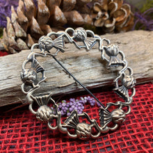 Load image into Gallery viewer, Thistle Brooch, Celtic Jewelry, Scottish Pin, Scotland Brooch, Celtic Brooch, Anniversary Gift, Cap Badge Pin, Bagpiper Gift, Plaid Pin