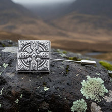 Load image into Gallery viewer, Celtic Cross Stick Pin, Irish Jewelry, First Communion Gift, Ireland Jewelry, Groom Gift, Mens Lapel Pin, Wedding Jewelry, Tie Tac Pin