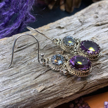 Load image into Gallery viewer, Amethyst Romance Earrings, Celtic Jewelry, Dangle Earrings, Goddess Jewelry, Boho Gift, Anniversary Gift, Silver Mom Gift, Purple Jewelry