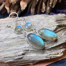 Load image into Gallery viewer, Labradorite Earrings, Dangle Earrings, Blue Labradorite Jewelry, Boho Jewelry, Mom Gift, Ireland Jewelry, Scotland Jewelry, Gift for Her