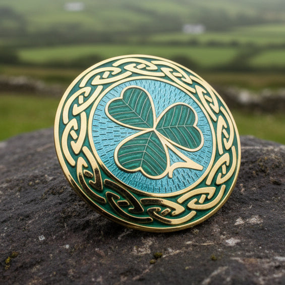 Celtic Shamrock Brooch, Shamrock Jewelry, Irish Brooch, Scarf Pin, Coat Pin, Enamel Jewelry, Irish Jewelry, Ireland Pin, Mom Gift, Lapel Pin