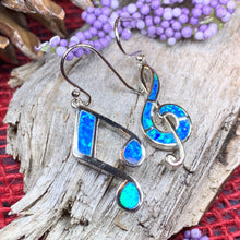 Load image into Gallery viewer, Music Earrings, Music Note Jewelry, G Clef Jewelry, Opal Jewelry, Anniversary Gift, Music Teacher Gift, Music Jewelry, Choir Gift, Band Gift