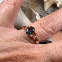 Load image into Gallery viewer, Scottish Twilight Celtic Ring, Celtic Ring, Scotland Ring, Topaz Ring, Trinity Knot Jewelry, Anniversary Gift, Cocktail Ring, Rose Gold Ring