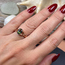 Load image into Gallery viewer, Scottish Twilight Celtic Ring, Celtic Ring, Scotland Ring, Topaz Ring, Trinity Knot Jewelry, Anniversary Gift, Cocktail Ring, Rose Gold Ring