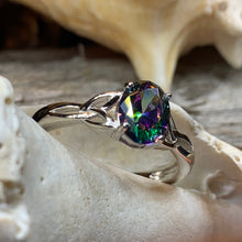 Load image into Gallery viewer, Scottish Twilight Celtic Ring, Celtic Ring, Scotland Ring, Topaz Ring, Trinity Knot Jewelry, Anniversary Gift, Cocktail Ring, Rose Gold Ring