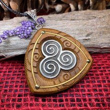 Load image into Gallery viewer, Triple Spiral Necklace, Celtic Necklace, Irish Jewelry, Norse Jewelry, Scotland Jewelry, Anniversary Gift, Boho Jewelry, Mom Gift, Wife Gift